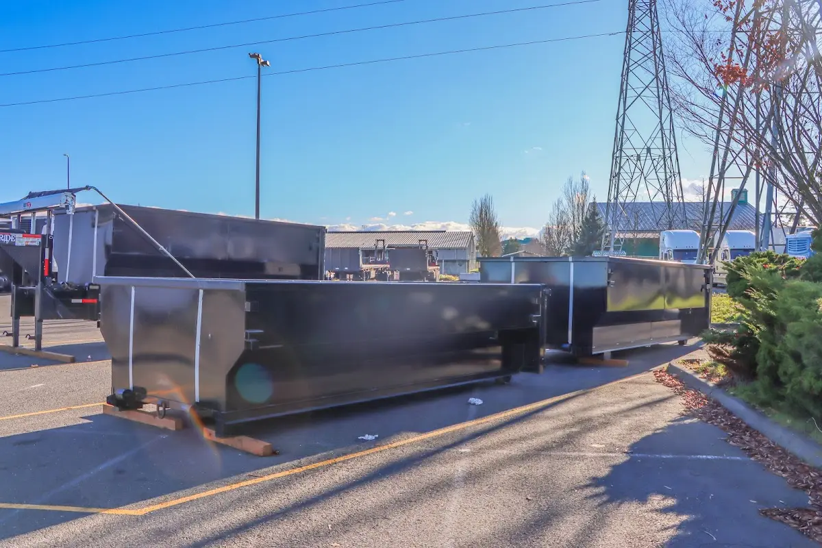 Roll-off dumpster ready for waste disposal at job site for Concrete Dumpster Rental in Willow Park